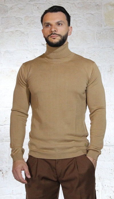 Havana & co Dolcevita uomo cammello in lana Maglie e cardigan uomo - Boutique Luisa Trendy