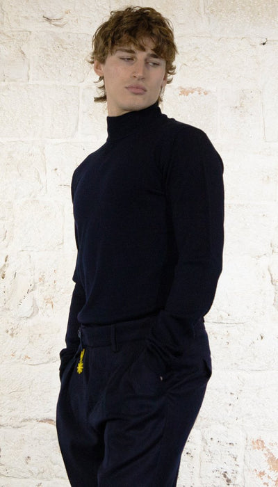 Havana & Co Lupetto blu in lana merinos Maglie e cardigan uomo - Boutique Luisa Trendy