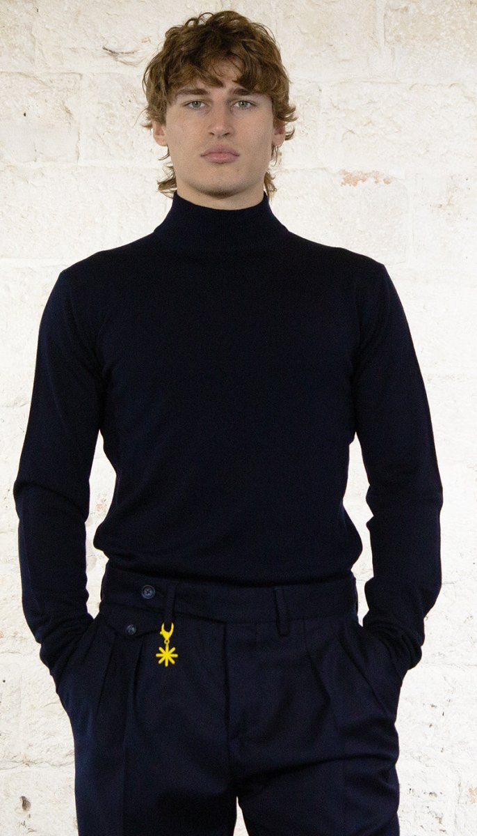Havana & Co Lupetto blu in lana merinos Maglie e cardigan uomo - Boutique Luisa Trendy