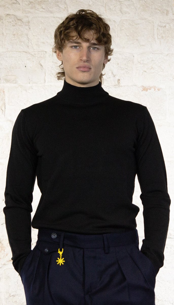 Havana & Co Lupetto nero in lana merinos Maglie e cardigan uomo - Boutique Luisa Trendy
