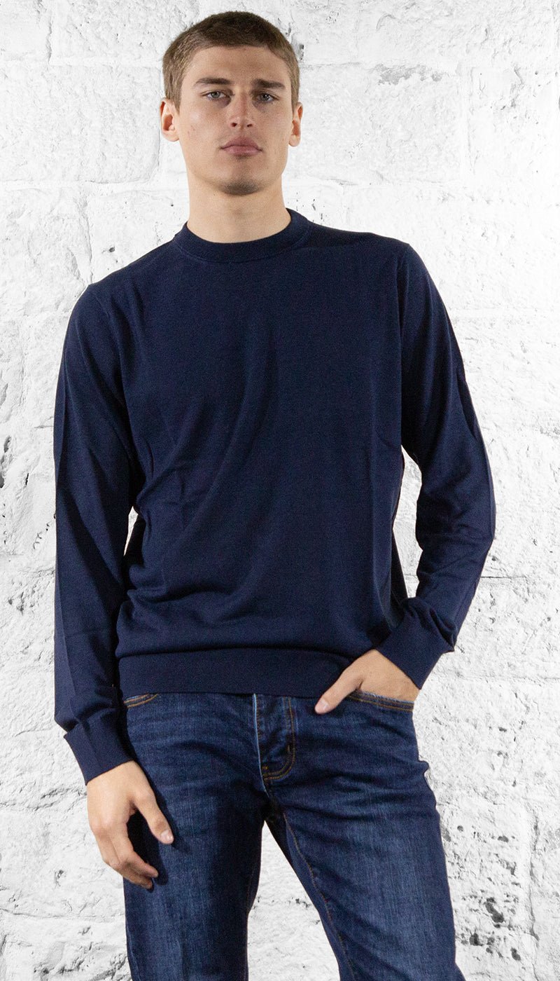 Havana & Co Maglia blu cotone e seta Maglie e cardigan uomo - Boutique Luisa Trendy