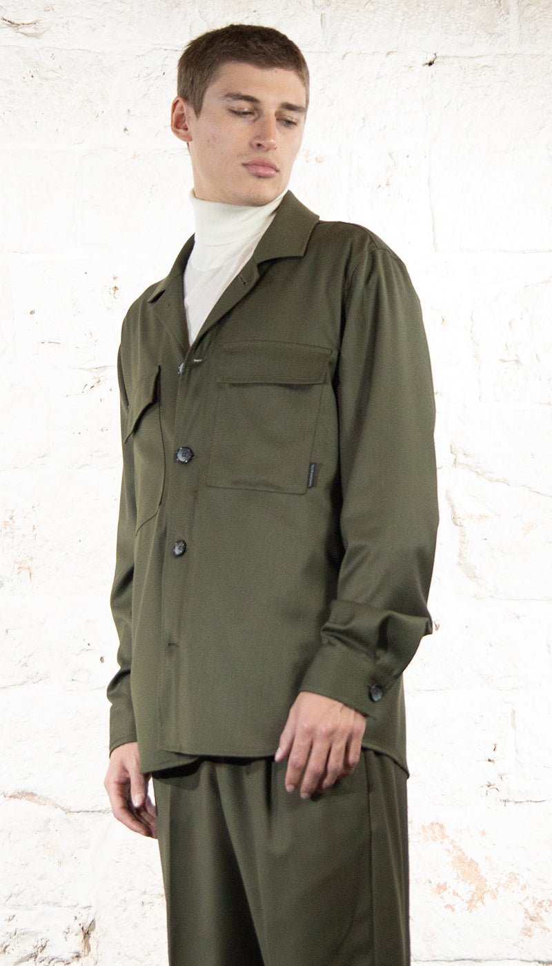 Havana & Co Overshirt in tessuto stretch verde Abiti e giacche - Boutique Luisa Trendy