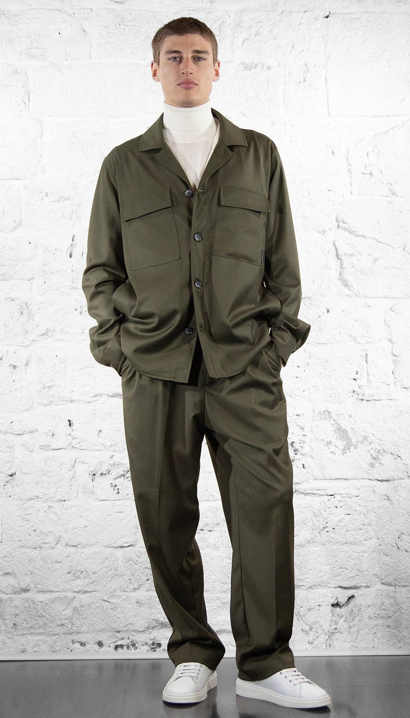 Havana & Co Overshirt in tessuto stretch verde Abiti e giacche - Boutique Luisa Trendy