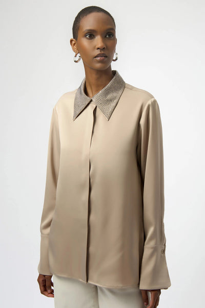 Joseph Ribkoff Blusa in raso e colletto in strass Bluse e camicie - Boutique Luisa Trendy