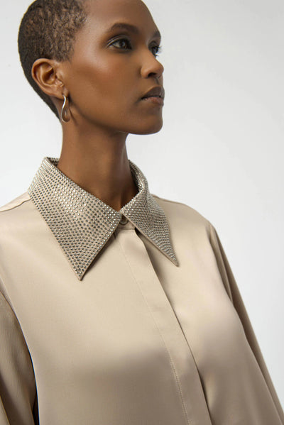 Joseph Ribkoff Blusa in raso e colletto in strass Bluse e camicie - Boutique Luisa Trendy