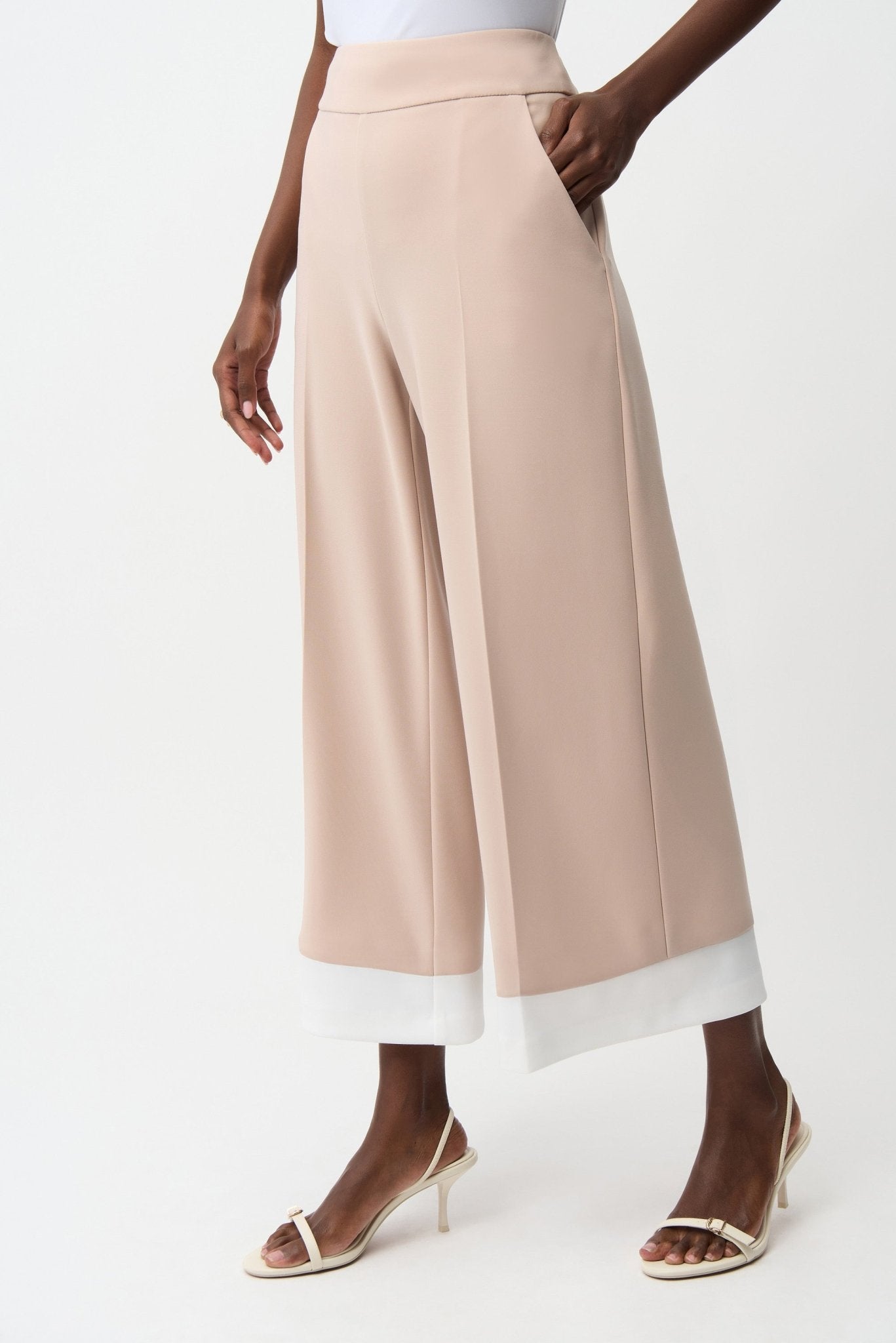 Joseph Ribkoff Pantaloni culotte pull - on in maglia effetto seta con profili a contrasto Pantalone Donna - Boutique Luisa Trendy