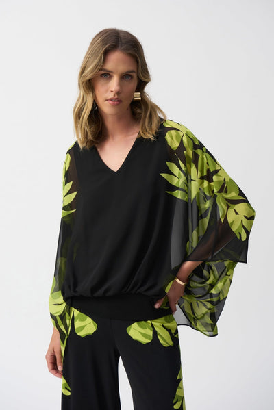 Joseph Ribkoff Poncho in chiffon e maglia effetto seta con stampa floreale Bluse e camicie - Boutique Luisa Trendy