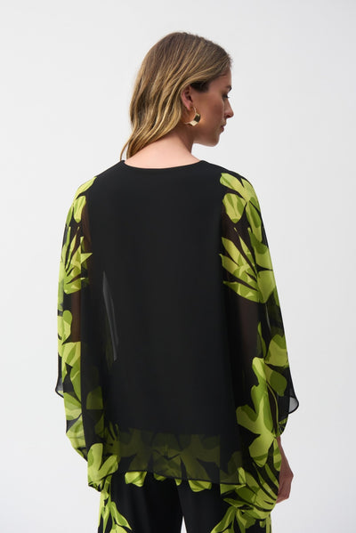 Joseph Ribkoff Poncho in chiffon e maglia effetto seta con stampa floreale Bluse e camicie - Boutique Luisa Trendy
