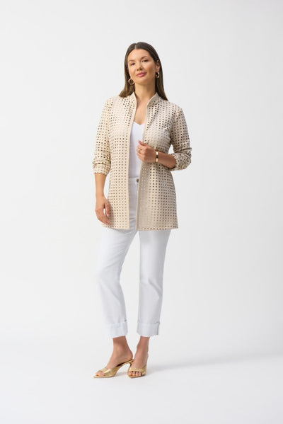 Joseph Ribkoff Soprabito dritto in eco camoscio con taglio laser Capispalla Donna - Boutique Luisa Trendy