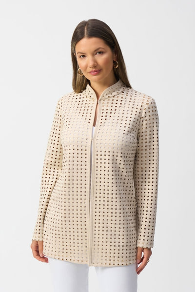 Joseph Ribkoff Soprabito dritto in eco camoscio con taglio laser Capispalla Donna - Boutique Luisa Trendy