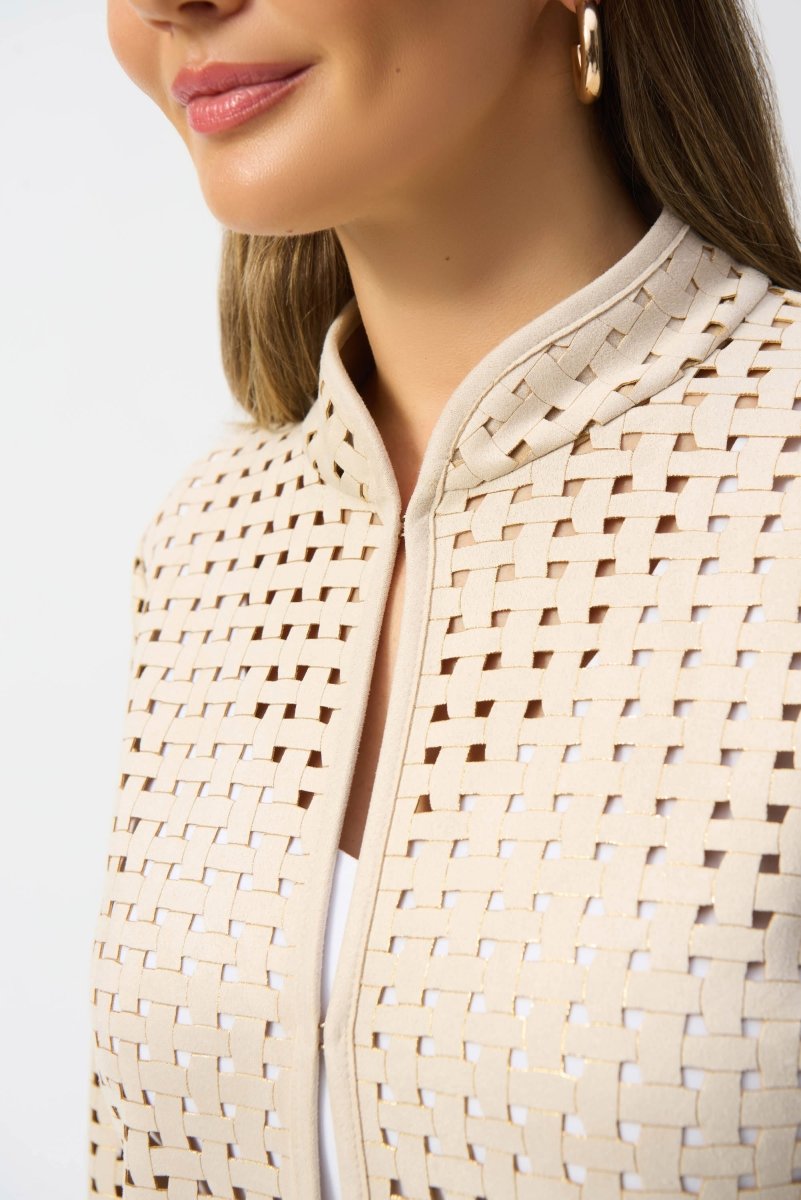 Joseph Ribkoff Soprabito dritto in eco camoscio con taglio laser Capispalla Donna - Boutique Luisa Trendy