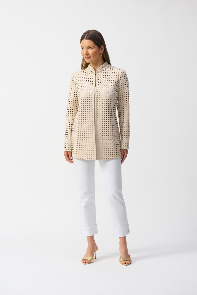 Joseph Ribkoff Soprabito dritto in eco camoscio con taglio laser Capispalla Donna - Boutique Luisa Trendy