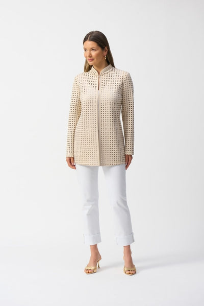 Joseph Ribkoff Soprabito dritto in eco camoscio con taglio laser Capispalla Donna - Boutique Luisa Trendy