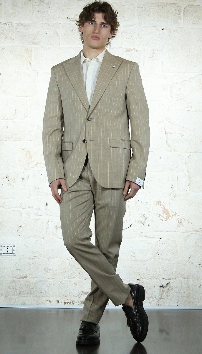 Manuel Ritz Abito beige gessato in lana Abiti e giacche - Boutique Luisa Trendy