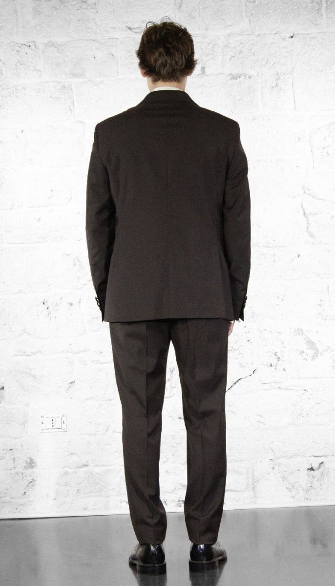 Manuel Ritz Abito doppiopetto marrone in lana con revers in raso Abiti e giacche - Boutique Luisa Trendy