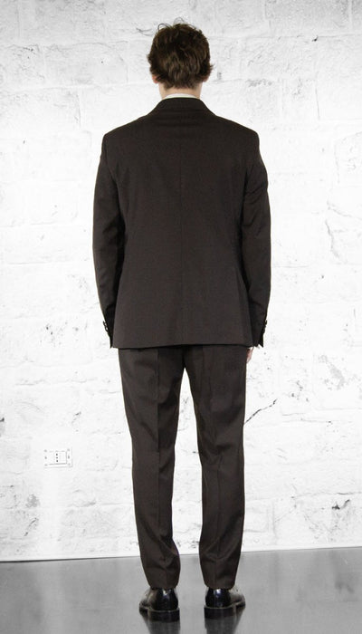 Manuel Ritz Abito doppiopetto marrone in lana con revers in raso Abiti e giacche - Boutique Luisa Trendy