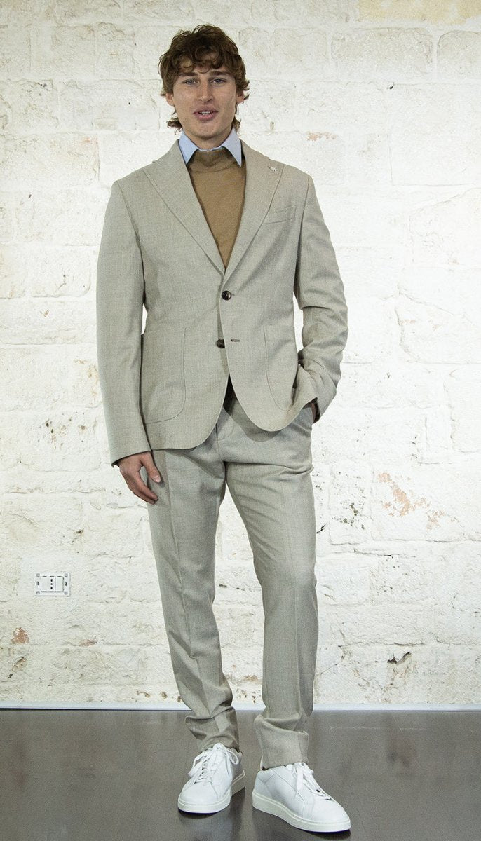 Manuel Ritz Abito slim in flanella di lana stretch beige Abiti e giacche - Boutique Luisa Trendy