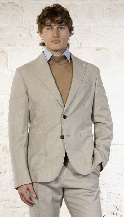 Manuel Ritz Abito slim in flanella di lana stretch beige Abiti e giacche - Boutique Luisa Trendy