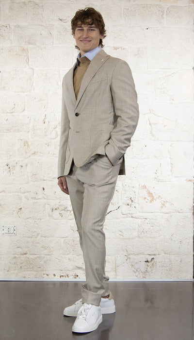 Manuel Ritz Abito slim in flanella di lana stretch beige Abiti e giacche - Boutique Luisa Trendy