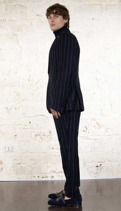 Manuel Ritz Abito slim regimental in flannella di lana stretch blu Abiti e giacche - Boutique Luisa Trendy