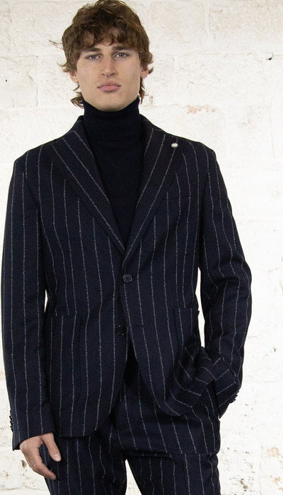 Manuel Ritz Abito slim regimental in flannella di lana stretch blu Abiti e giacche - Boutique Luisa Trendy
