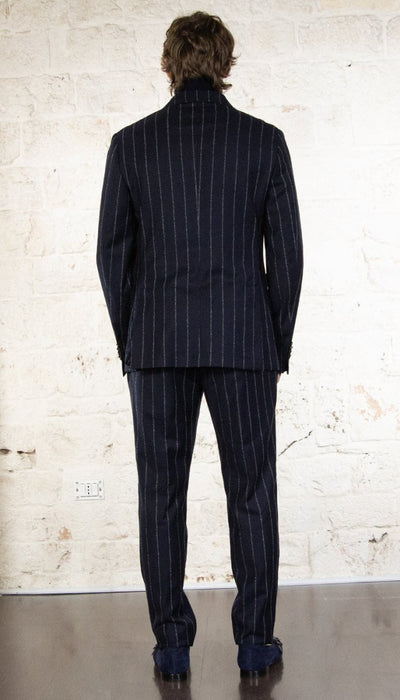 Manuel Ritz Abito slim regimental in flannella di lana stretch blu Abiti e giacche - Boutique Luisa Trendy