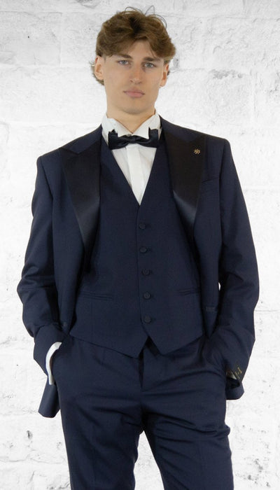 Manuel Ritz Abito smoking con gilet in lana stretch blu Abiti e giacche - Boutique Luisa Trendy