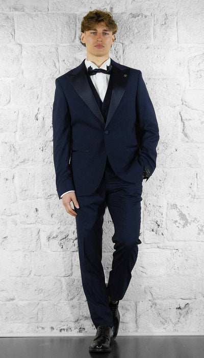 Manuel Ritz Abito smoking con gilet in lana stretch blu Abiti e giacche - Boutique Luisa Trendy