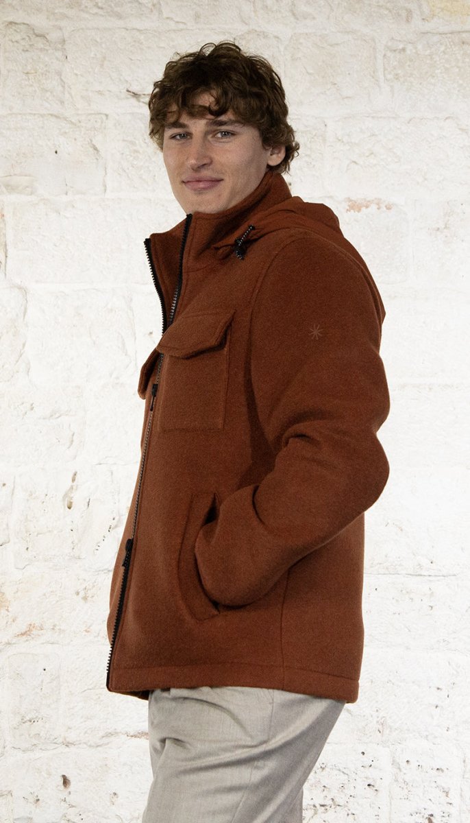 Manuel Ritz Bomber jersey accoppiato neoprene marrone Capispalla Uomo - Boutique Luisa Trendy