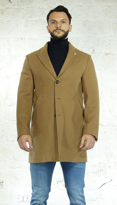 Manuel Ritz Cappotto cammello monopetto in panno Capispalla Uomo - Boutique Luisa Trendy