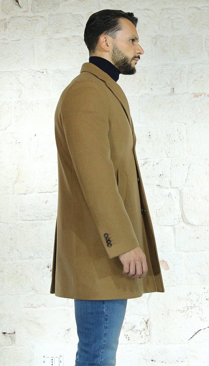 Manuel Ritz Cappotto cammello monopetto in panno Capispalla Uomo - Boutique Luisa Trendy