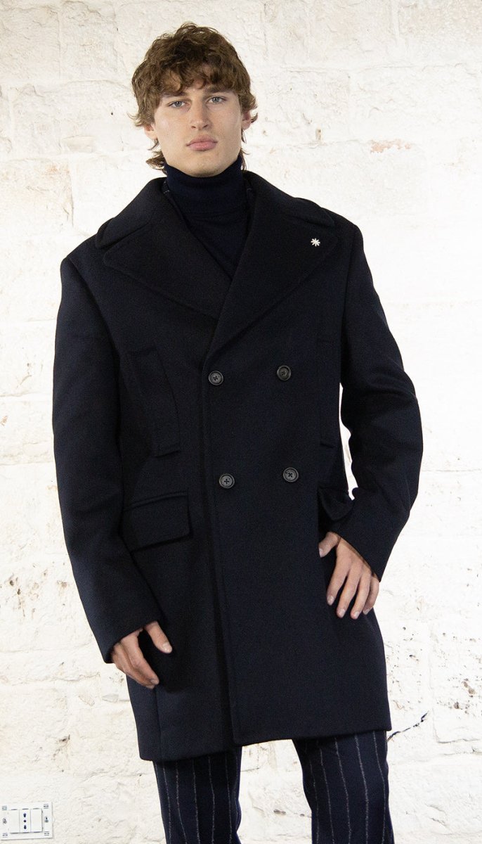 Manuel Ritz Cappotto doppiopetto in blu in lana 3732C4498 243730 89 Capispalla Uomo - Boutique Luisa Trendy