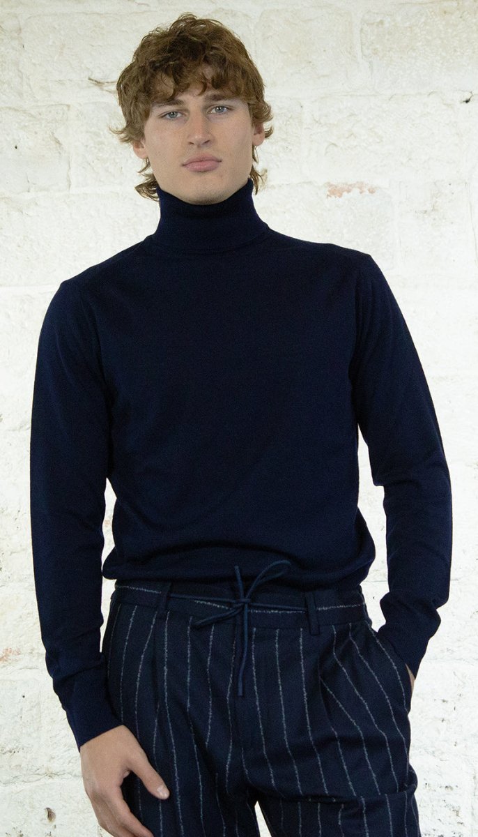 Manuel Ritz Dolcevita blu in lana Maglie e cardigan uomo - Boutique Luisa Trendy