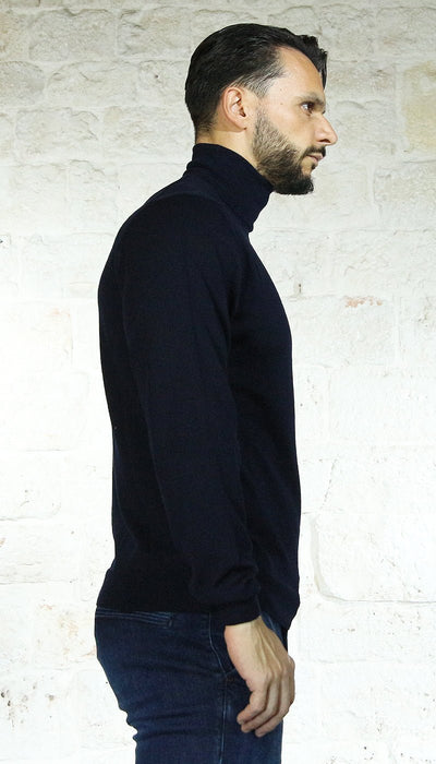 Manuel Ritz Dolcevita uomo blu in lana Maglie e cardigan uomo - Boutique Luisa Trendy