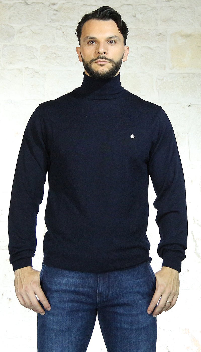 Manuel Ritz Dolcevita uomo blu in lana Maglie e cardigan uomo - Boutique Luisa Trendy