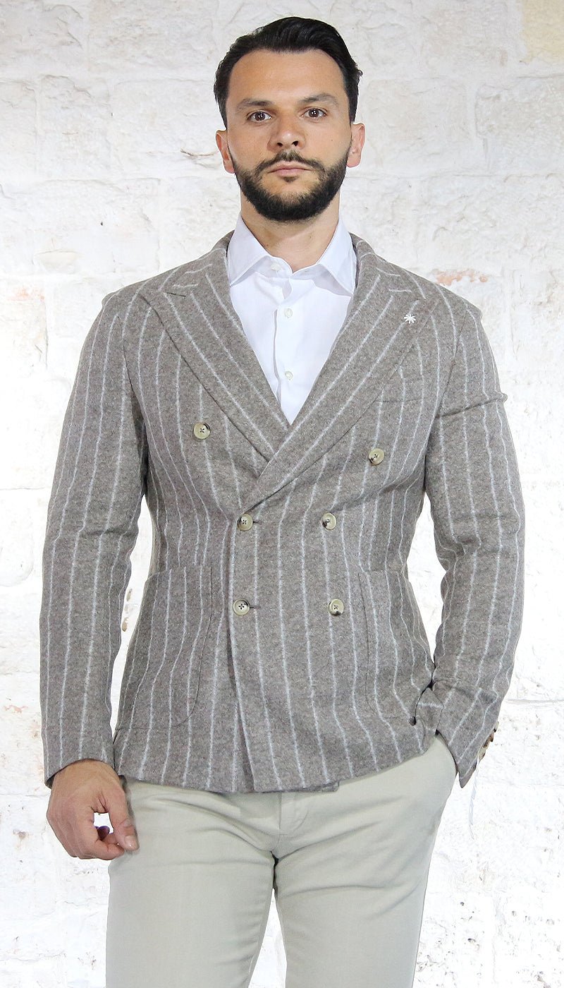 Manuel Ritz Giacca doppiopetto regimental in jersey misto lana Abiti e giacche - Boutique Luisa Trendy