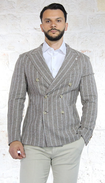 Manuel Ritz Giacca doppiopetto regimental in jersey misto lana Abiti e giacche - Boutique Luisa Trendy