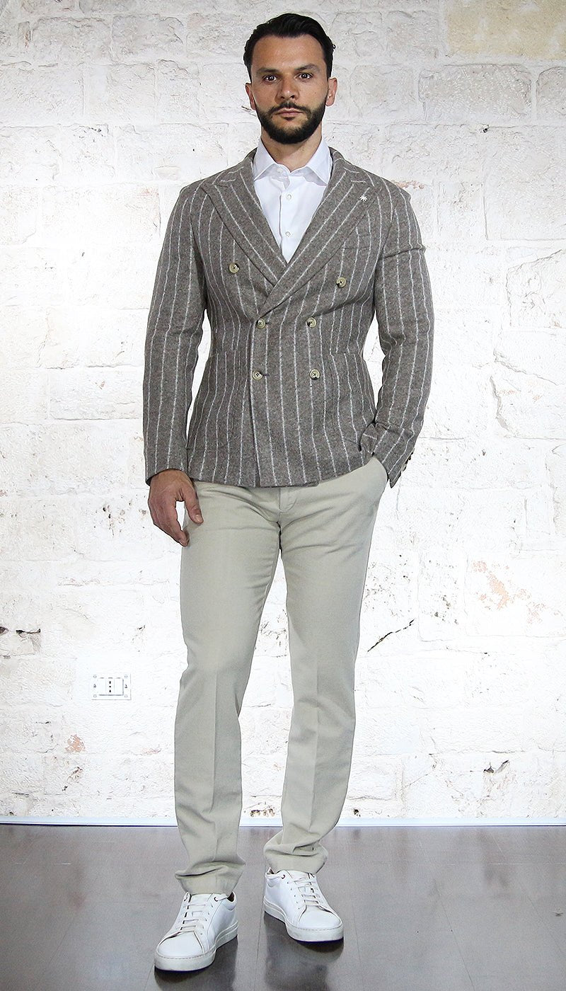 Manuel Ritz Giacca doppiopetto regimental in jersey misto lana Abiti e giacche - Boutique Luisa Trendy