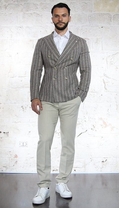 Manuel Ritz Giacca doppiopetto regimental in jersey misto lana Abiti e giacche - Boutique Luisa Trendy