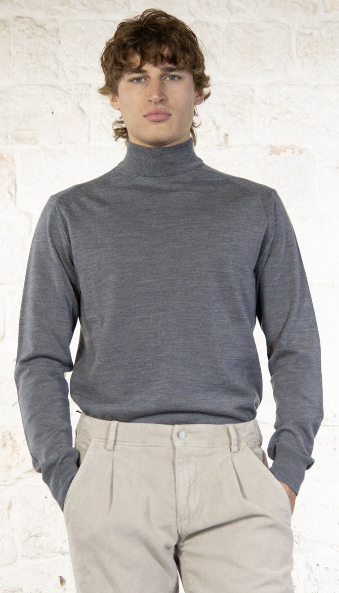 Manuel Ritz Lupetto Mock neck grigio in lana Maglie e cardigan uomo - Boutique Luisa Trendy