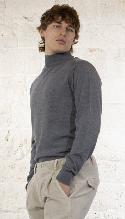 Manuel Ritz Lupetto Mock neck grigio in lana Maglie e cardigan uomo - Boutique Luisa Trendy