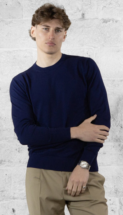 Manuel Ritz maglia collo tondo in cotone blu 3832M500 253310 Maglie e cardigan uomo - Boutique Luisa Trendy