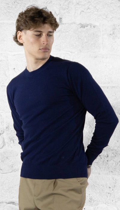 Manuel Ritz maglia collo tondo in cotone blu 3832M500 253310 Maglie e cardigan uomo - Boutique Luisa Trendy