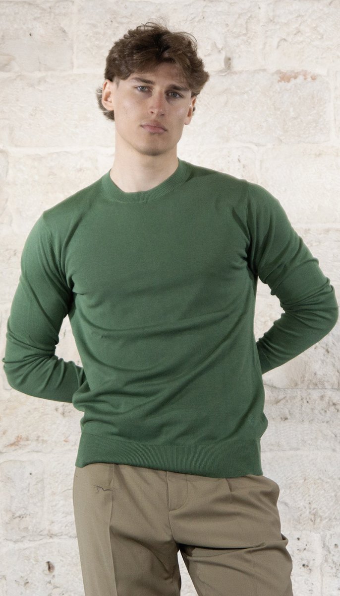 Manuel Ritz maglia collo tondo in cotone verde 3832M500 253310 Maglie e cardigan uomo - Boutique Luisa Trendy