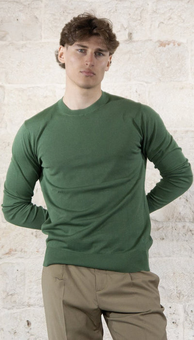 Manuel Ritz maglia collo tondo in cotone verde 3832M500 253310 Maglie e cardigan uomo - Boutique Luisa Trendy