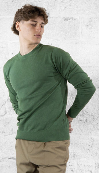 Manuel Ritz maglia collo tondo in cotone verde 3832M500 253310 Maglie e cardigan uomo - Boutique Luisa Trendy