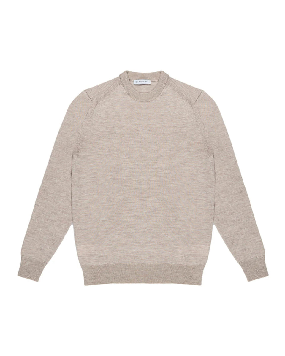 Manuel Ritz Maglia collo tondo pura lana beige Maglie e cardigan uomo - Boutique Luisa Trendy