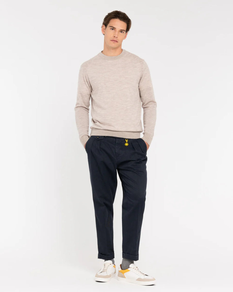 Manuel Ritz Maglia collo tondo pura lana beige Maglie e cardigan uomo - Boutique Luisa Trendy