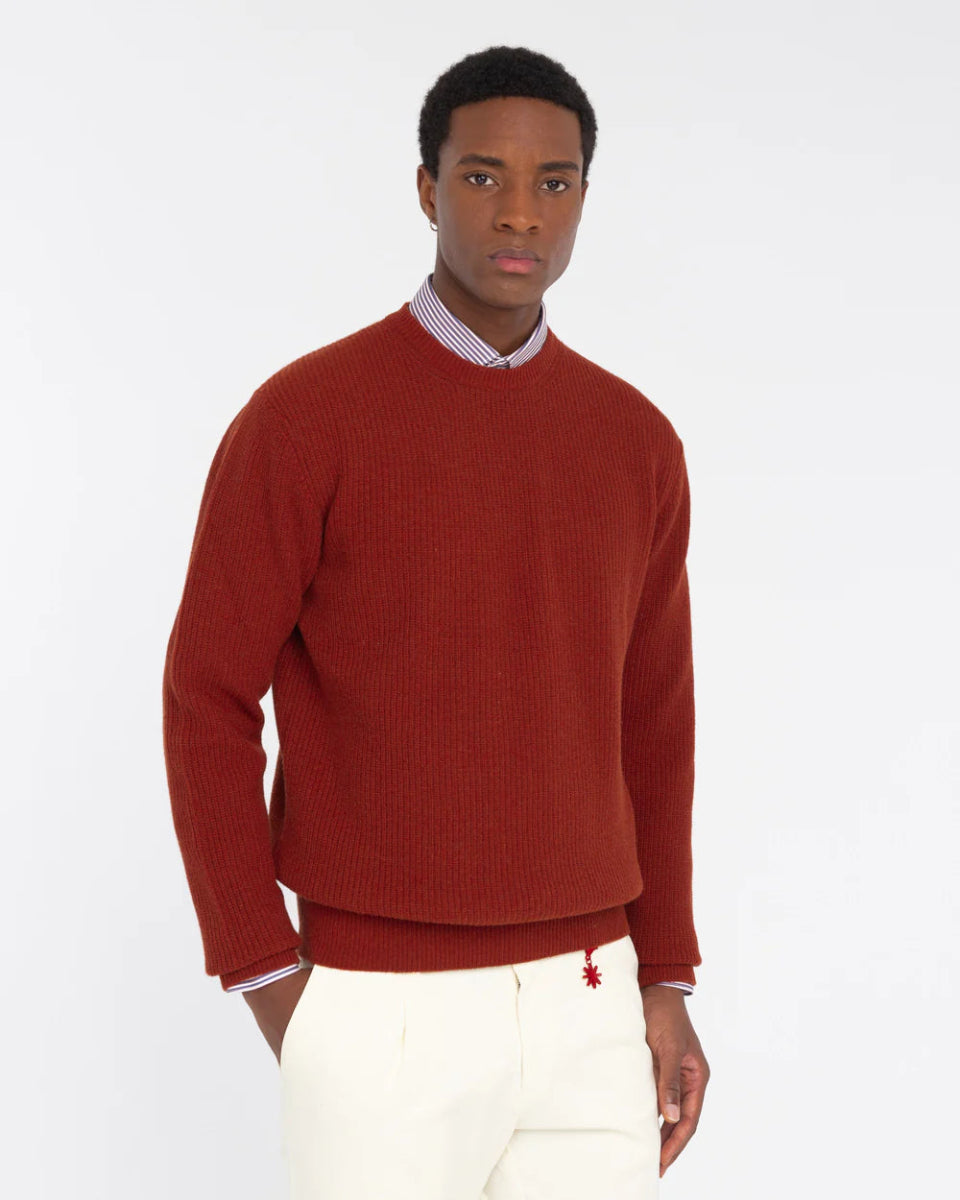 Manuel Ritz Maglia girocollo costa inglese misto lana marrone Maglie e cardigan uomo - Boutique Luisa Trendy