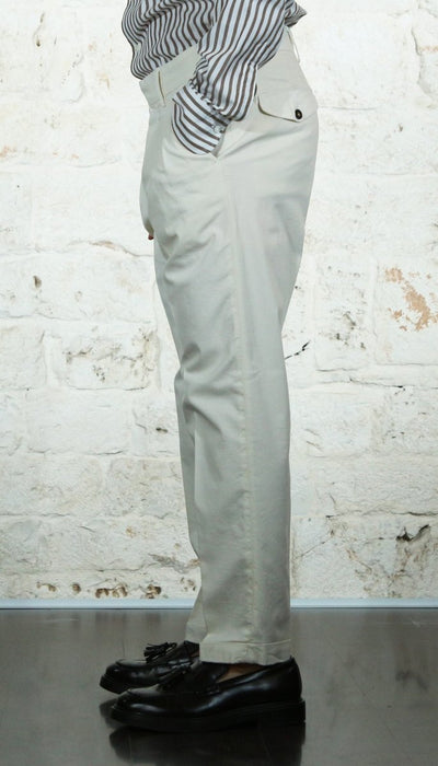 Manuel Ritz Pantalone doppia pinces baggy twill cotone stretch bianco Pantaloni Uomo - Boutique Luisa Trendy
